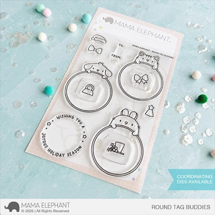 Mama Elephant Round Tag Buddies Clear Stamps