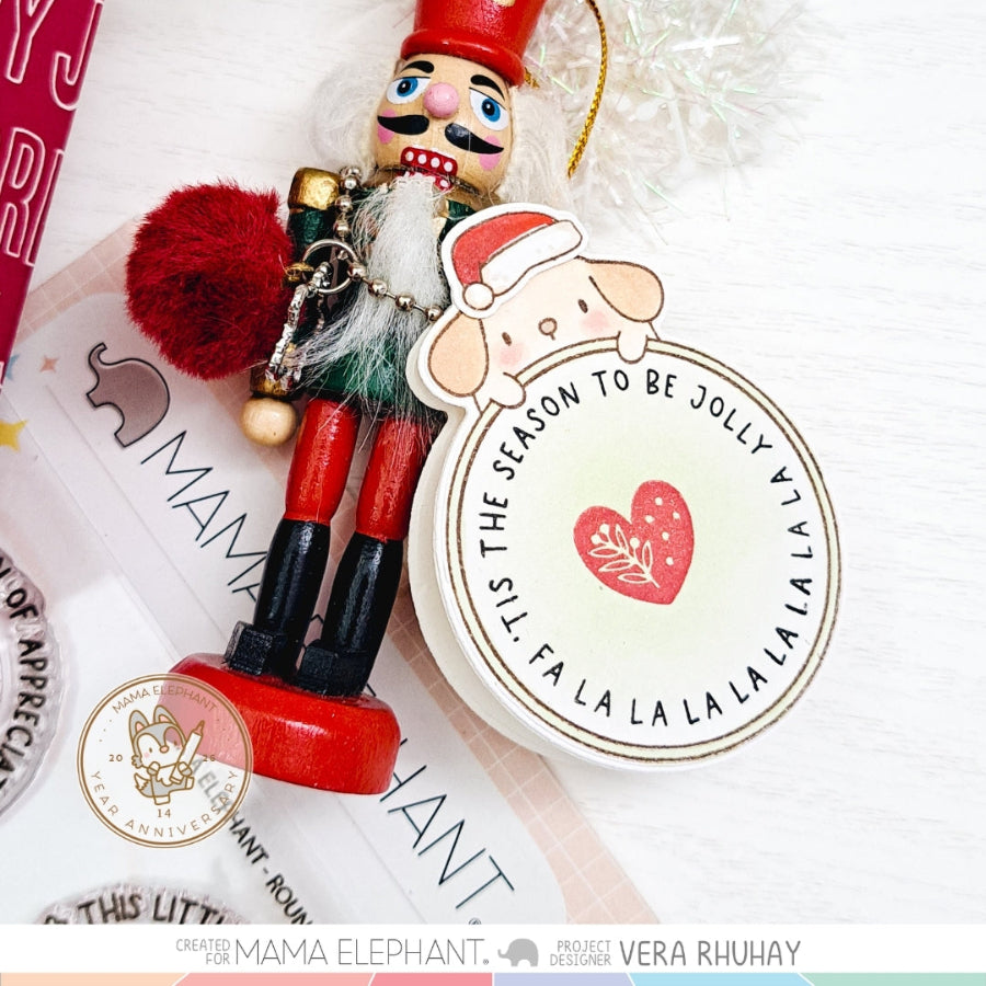 Mama Elephant Round Tag Buddies Creative Cuts Steel Dies tis the season to be jolly tag