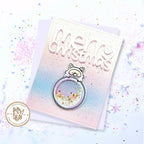 Mama Elephant Round Tag Friends STAMPtember Exclusive Stamps And Dies Cute Holiday Pastel Shaker Card