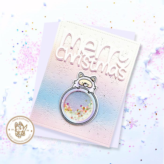 Mama Elephant Round Tag Friends STAMPtember Exclusive Stamps And Dies Cute Holiday Pastel Shaker Card