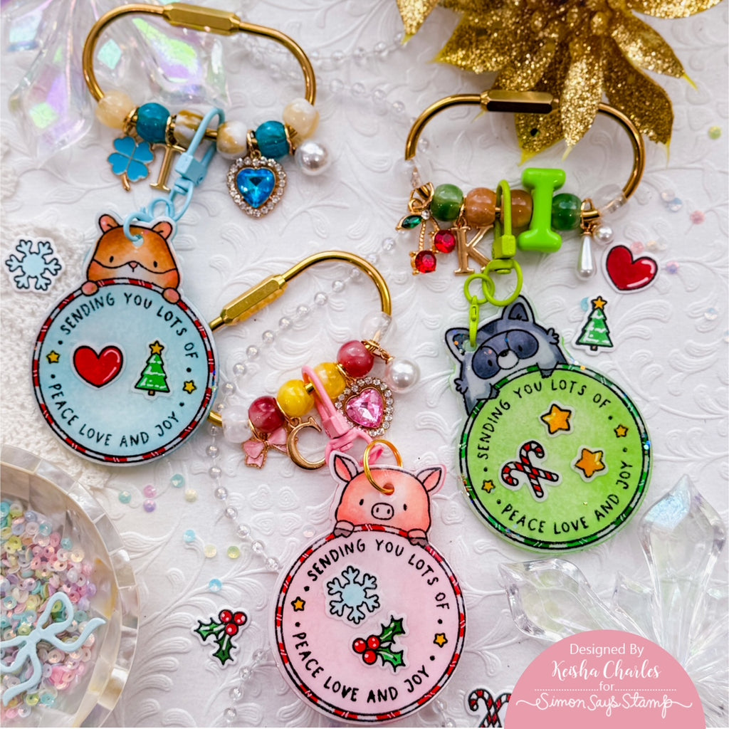 Mama Elephant Round Tag Friends STAMPtember Exclusive Stamps And Dies Cute Holiday Tags with Charms