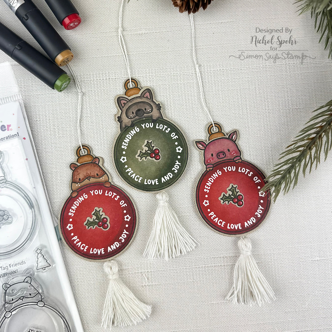 Mama Elephant Round Tag Friends STAMPtember Exclusive Stamps And Dies Cute Holiday Tags with Tassels | color-code:ALT02