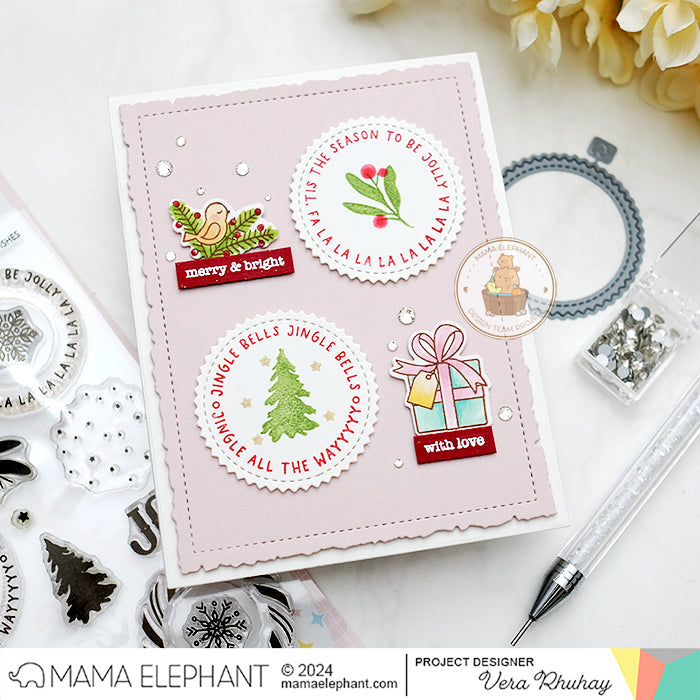 Mama Elephant Round Tag Wishes Clear Stamps bird