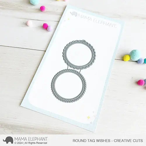 Mama Elephant Round Tag Wishes Creative Cuts Steel Dies
