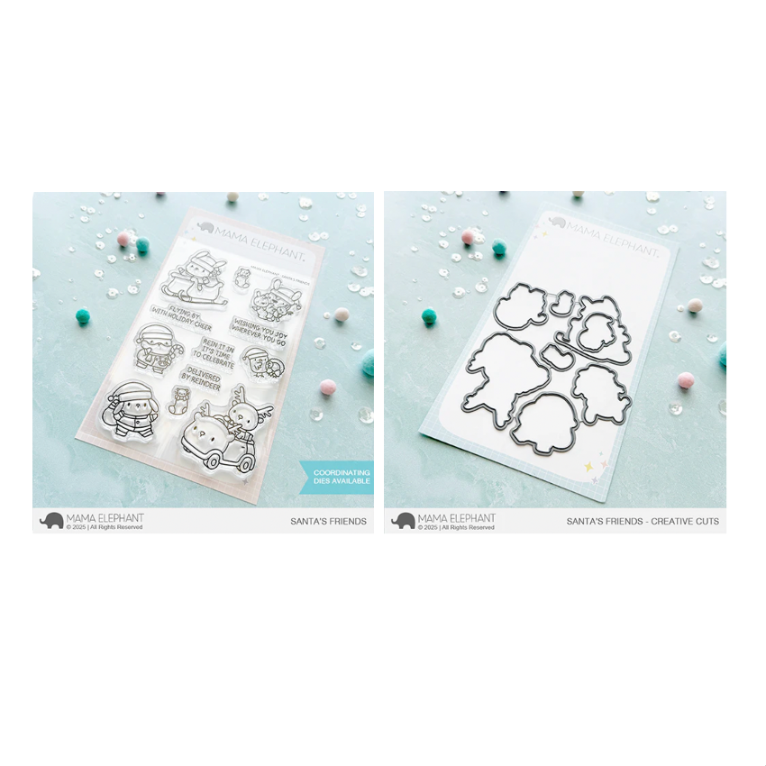 Mama Elephant Santa's Friends Clear Stamp and Die Set