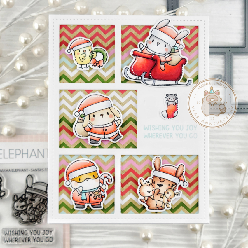 Mama Elephant Santa's Friends Clear Stamp and Die Set bunny