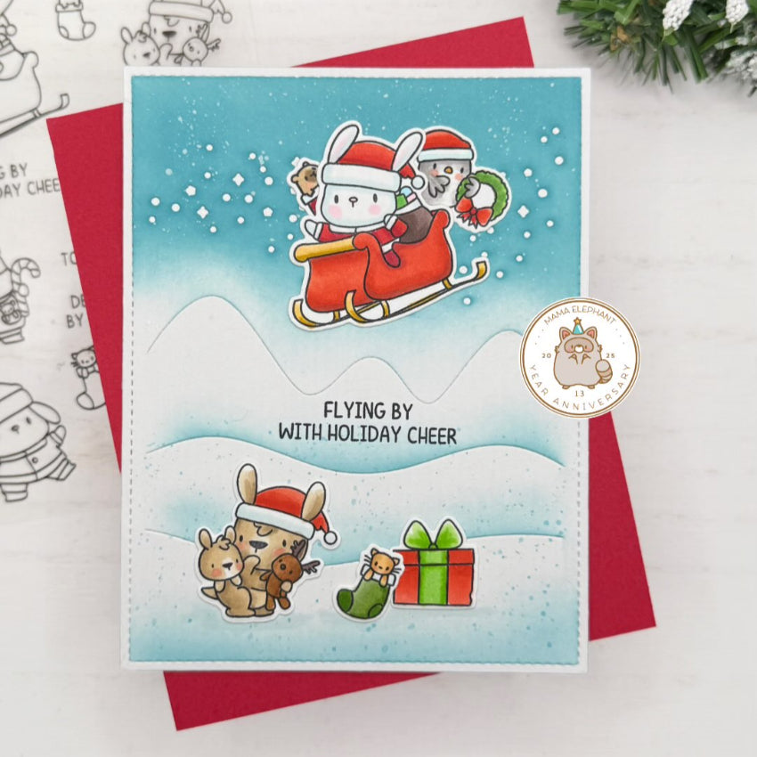 Mama Elephant Santa's Friends Clear Stamp and Die Set present