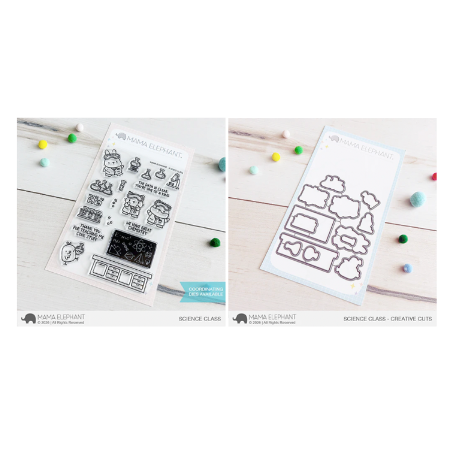 Mama Elephant Science Class Clear Stamp and Die Set
