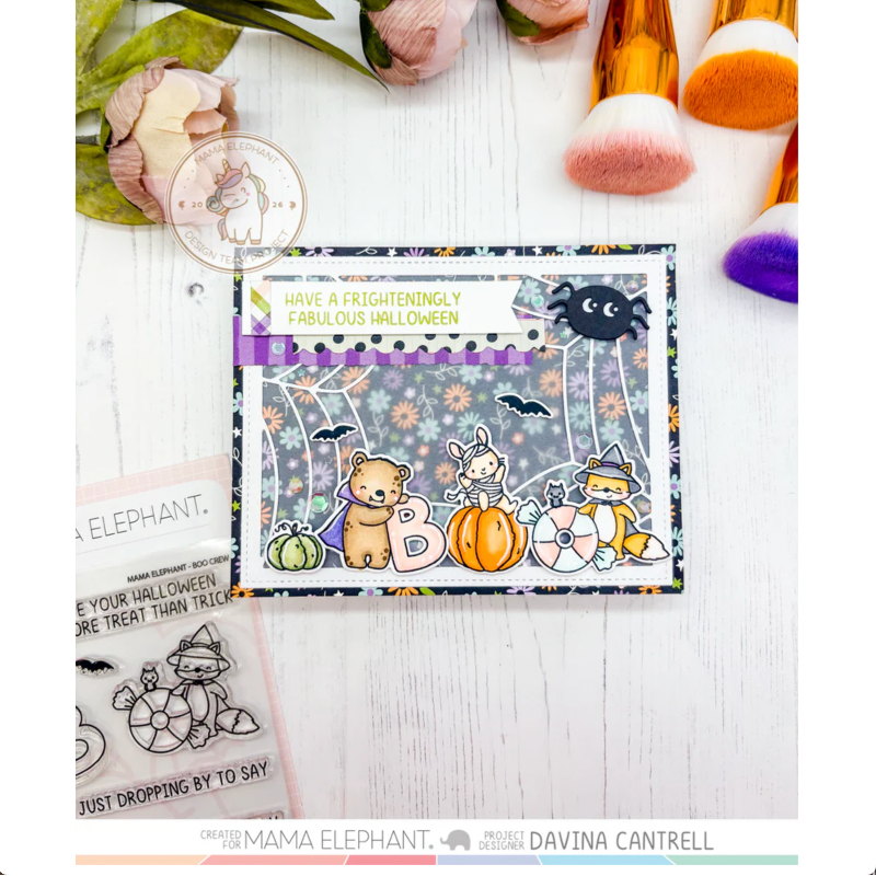 Mama Elephant Spider Web Frame Creative Cuts Steel Dies bats pumpkins halloween card
