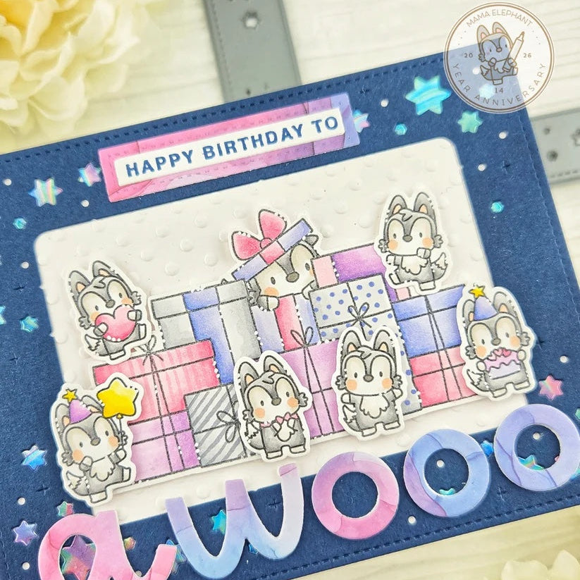 Mama Elephant Star Clusters Frame Creative Cuts Steel Die happy birthday card