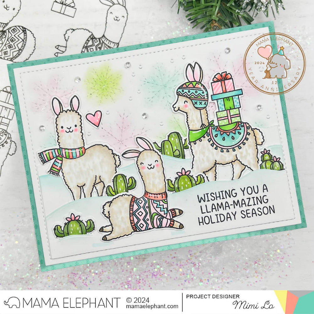 Mama Elephant Stitched Flurries Cover Creative Cuts Steel Dies llama
