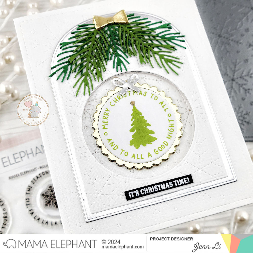 Mama Elephant Stitched Flurries Cover Creative Cuts Steel Dies tree