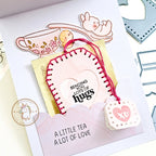 Mama Elephant Stitched Tea Tags Creative Cuts Steel Dies pink thread