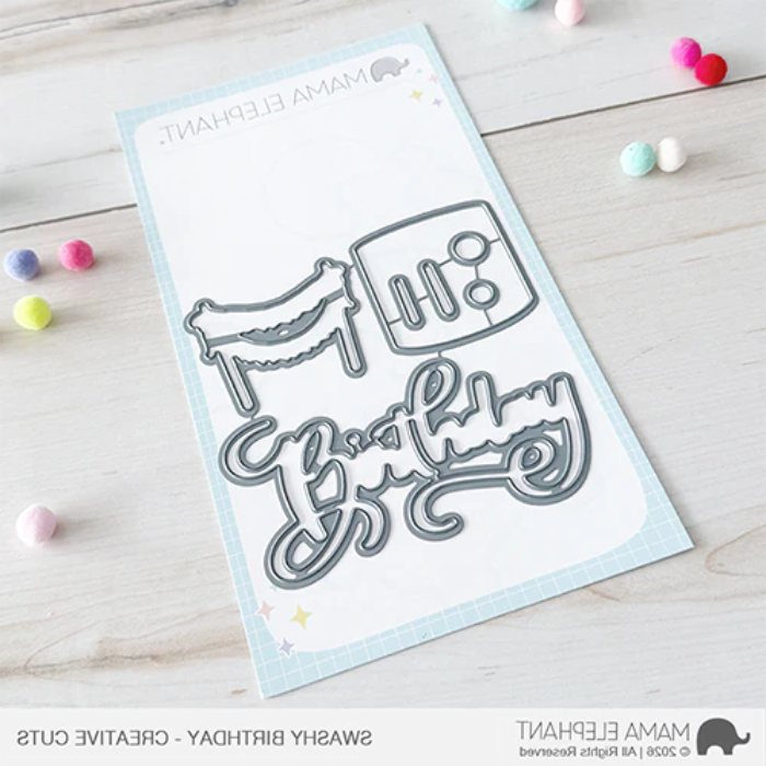 Mama Elephant Swashy Birthday Clear Stamp and Die Set image 2