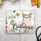 Mama Elephant Swashy Birthday Clear Stamps lots of sparkle