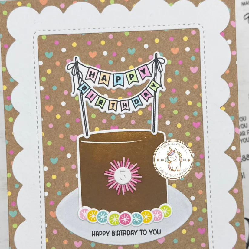 Mama Elephant Swashy Birthday Creative Cuts Steel Dies polka dots