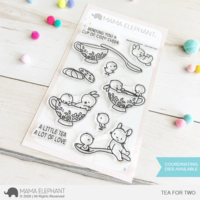 Mama Elephant Tea For Two Clear Stamp and Die Set image 1