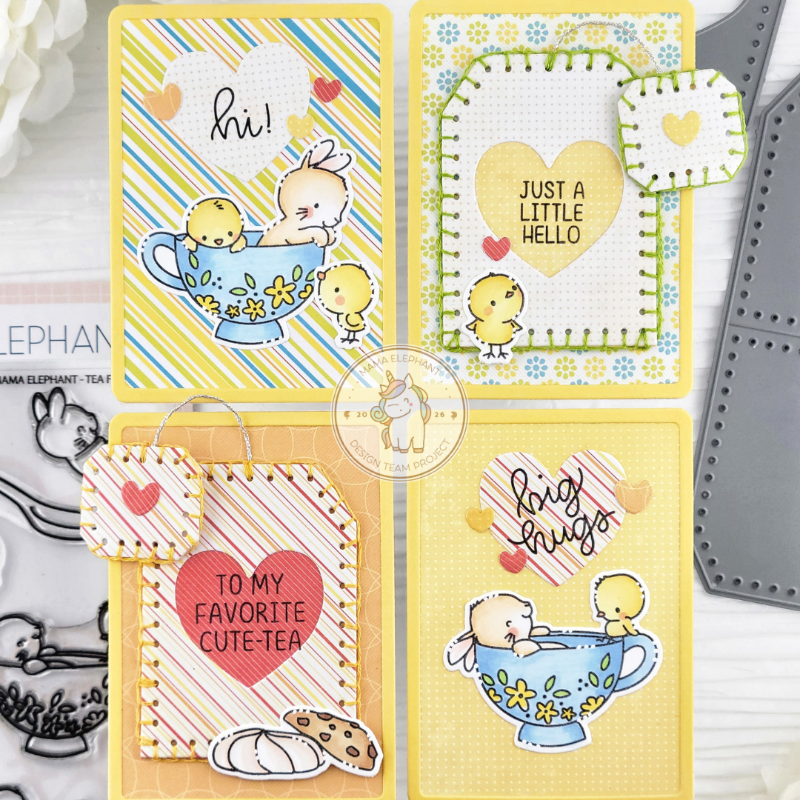 Mama Elephant Tea For Two Creative Cuts Steel Dies blue teacups