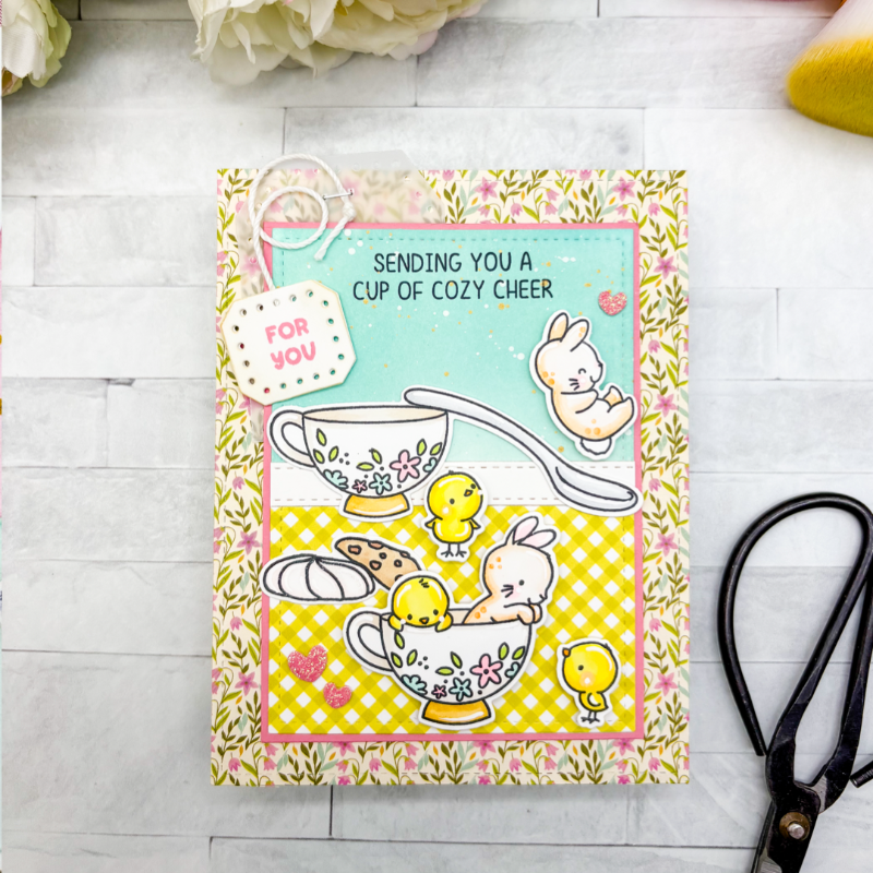 Mama Elephant Tea For Two Creative Cuts Steel Dies yellow plaid