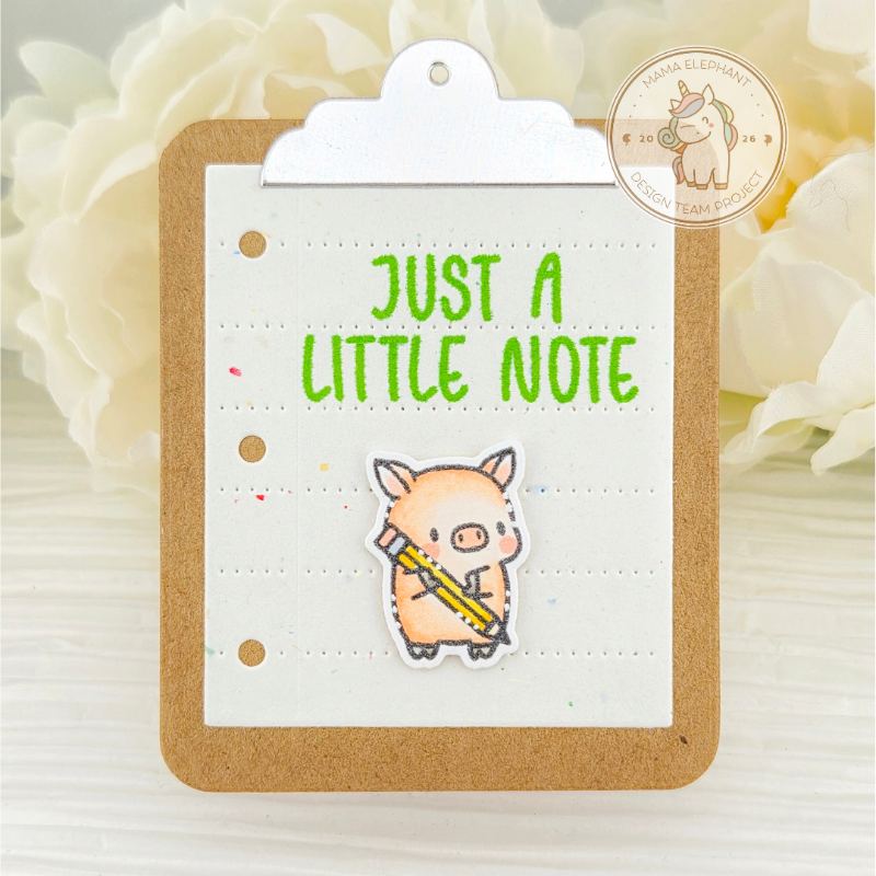 Mama Elephant Teeny Notes Creative Cuts Steel Dies pig with a pencil