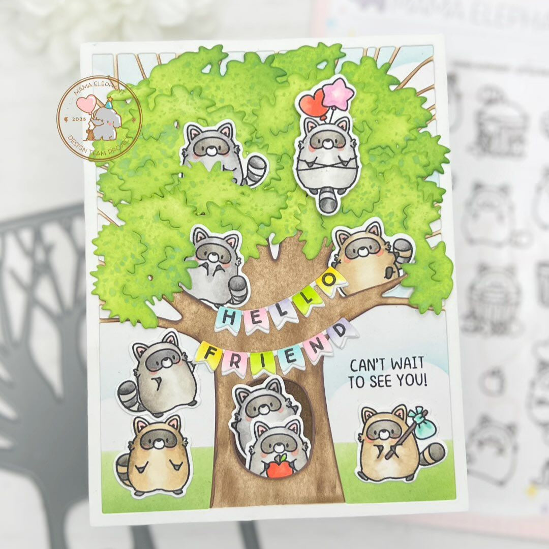 Mama Elephant Tree Hugging Creative Cuts Steel Dies hello