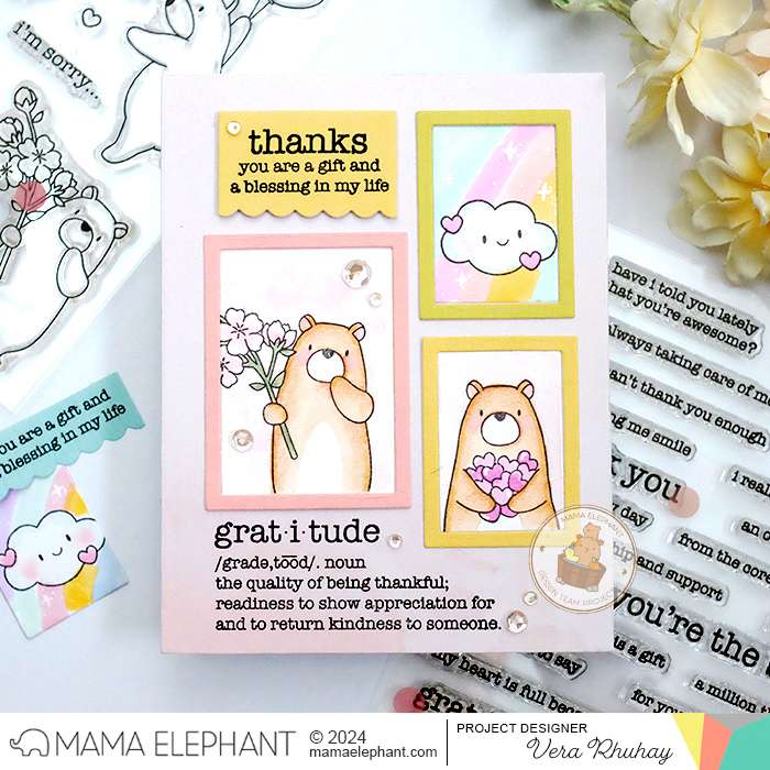 Mama Elephant Typed Thank Yous Clear Stamps grid