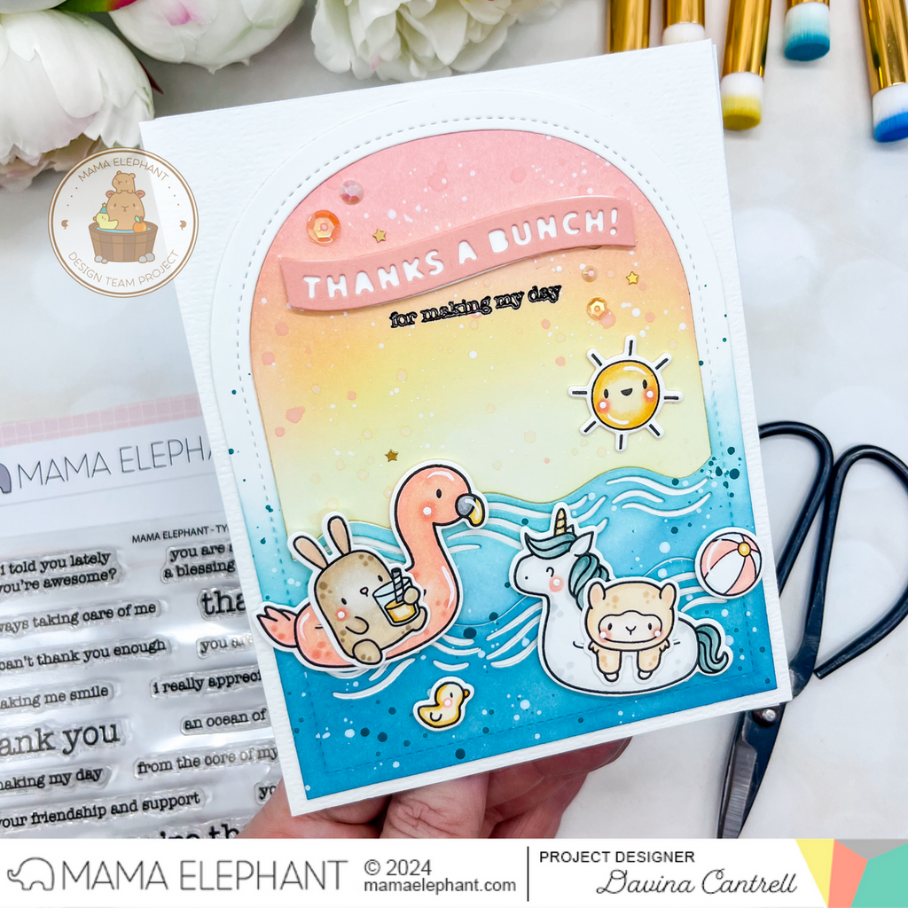 Mama Elephant Typed Thank Yous Clear Stamps party