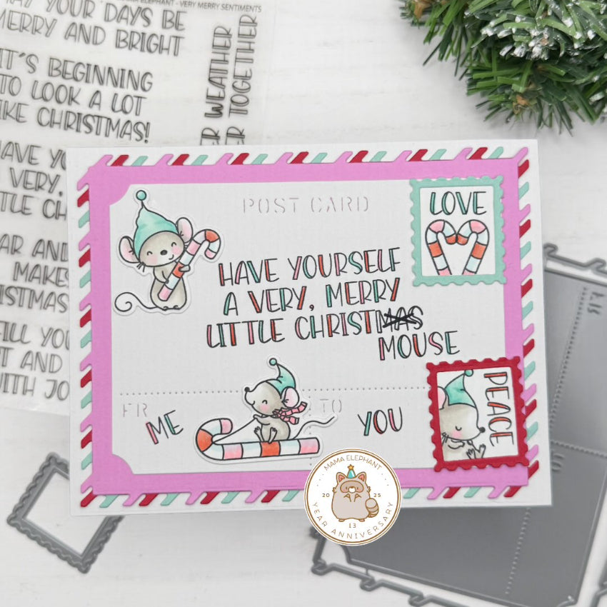 Mama Elephant Very Merry Sentiments Clear Stamps mice
