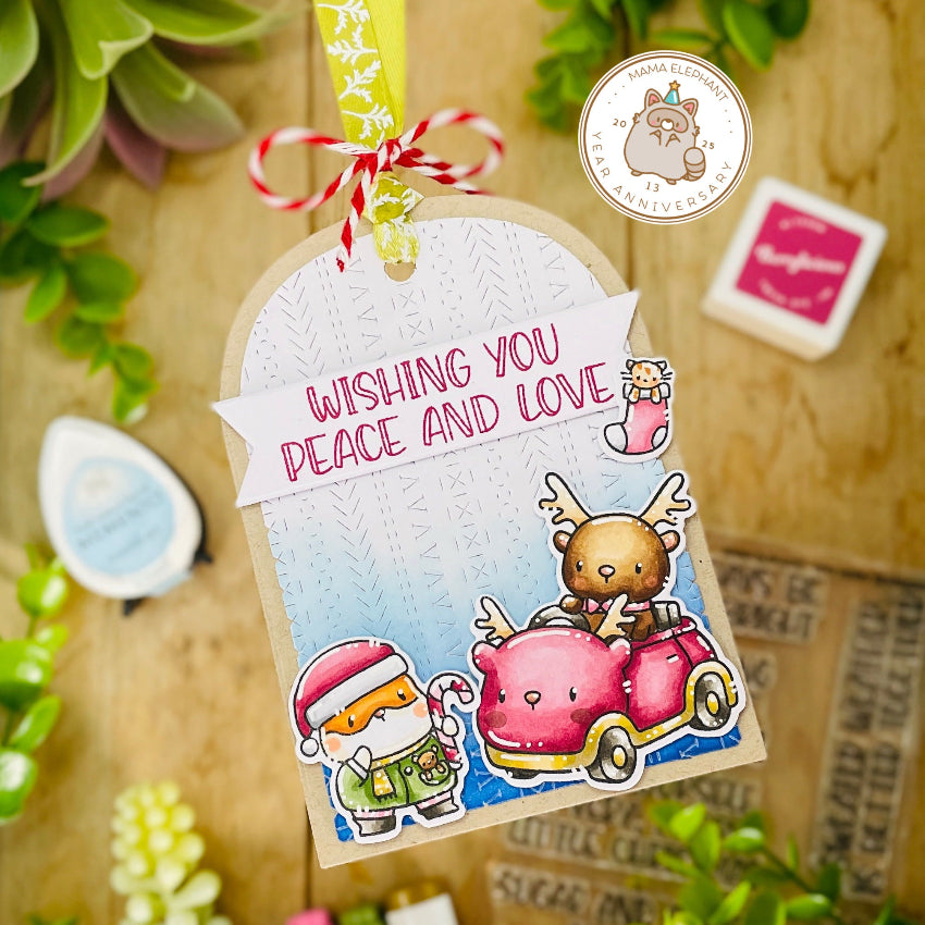 Mama Elephant Very Merry Sentiments Clear Stamps reindeer