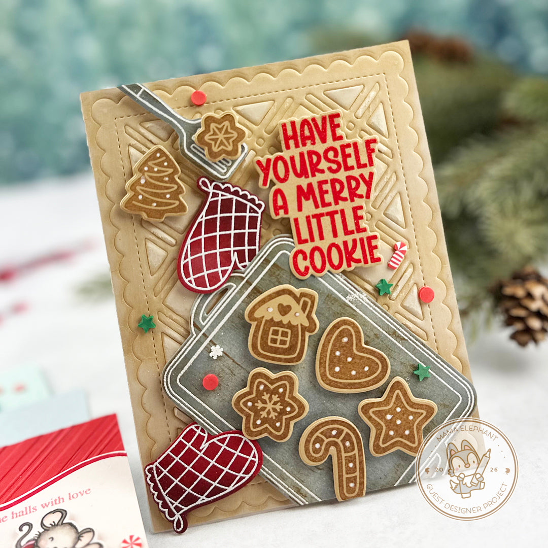 Mama Elephant Waffle Weave Frame Creative Cuts Steel Die gingerbread cookies card | color-code:ALT01