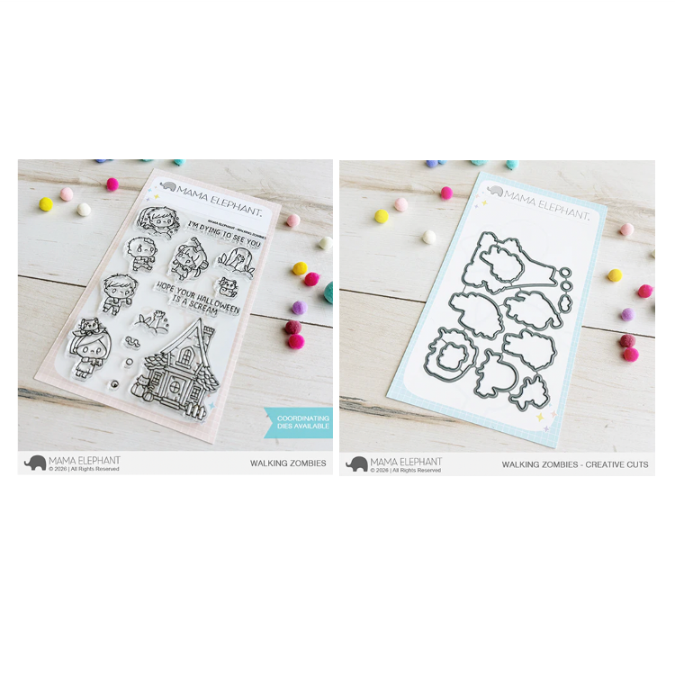 Mama Elephant Walking Zombies Clear Stamp and Die Set