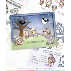 Mama Elephant Walking Zombies Clear Stamp and Die Set full moon spooky tree card