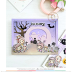 Mama Elephant Walking Zombies Clear Stamps pink ghosts scary card