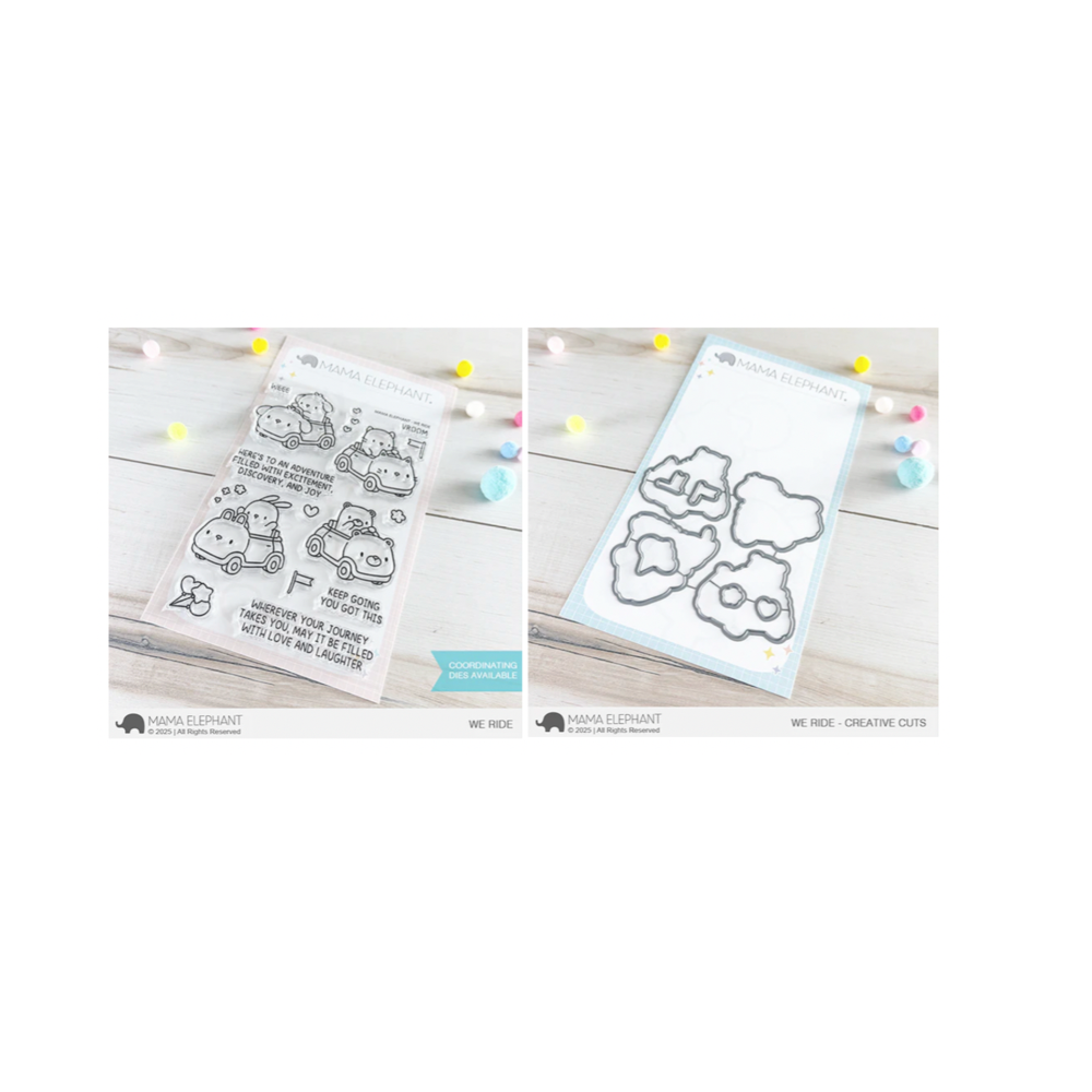 Mama Elephant We Ride Clear Stamp and Die Set 1