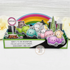 Mama Elephant We Ride Clear Stamp and Die Set rainbow