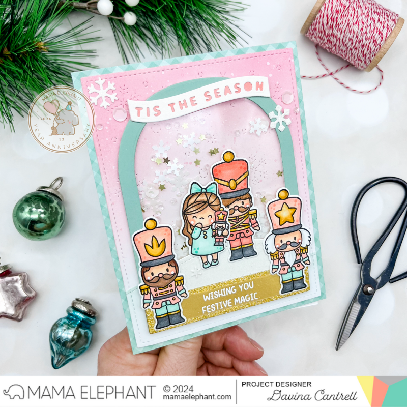 Mama Elephant Winter Banner Greetings Creative Cuts Steel Dies nutcracker