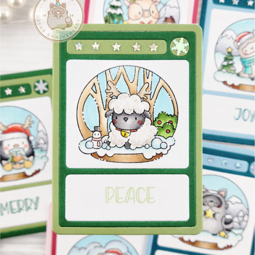 Mama Elephant Winter Globes Clear Stamp and Die Set peace