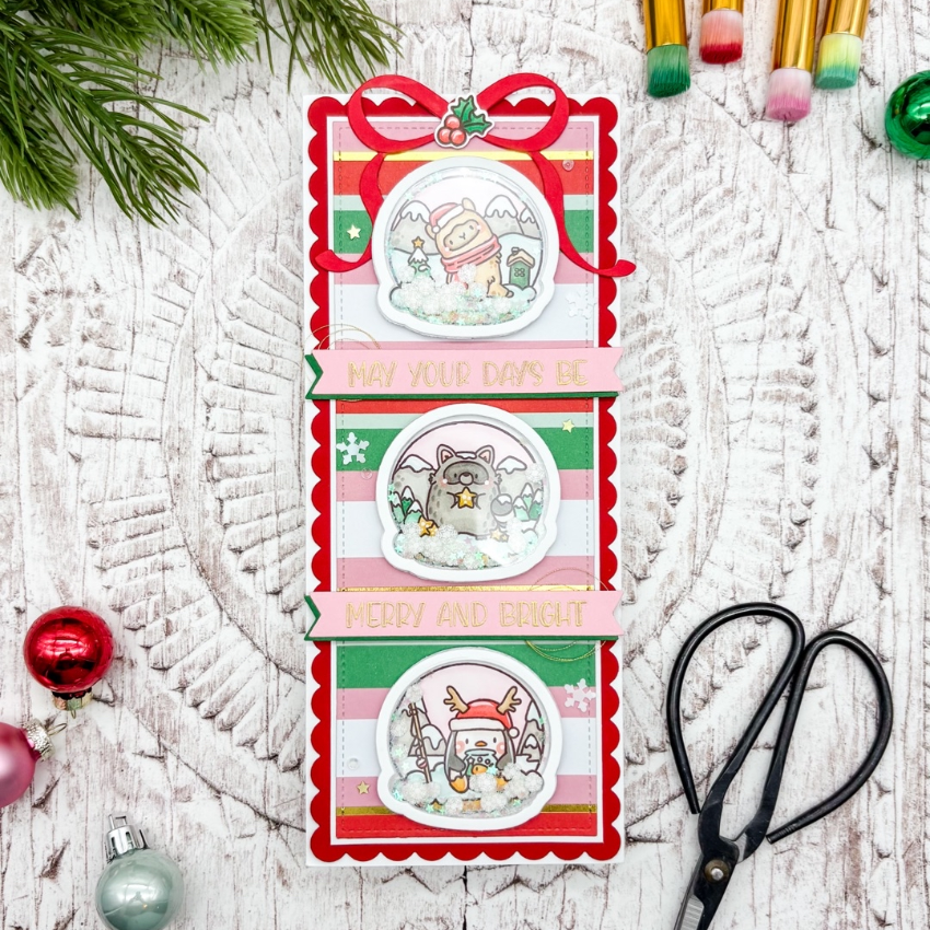 Mama Elephant Winter Globes Clear Stamp and Die Set stripes
