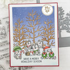 Mama Elephant Winter Wolf Clear Stamp and Die Set have a merry season card