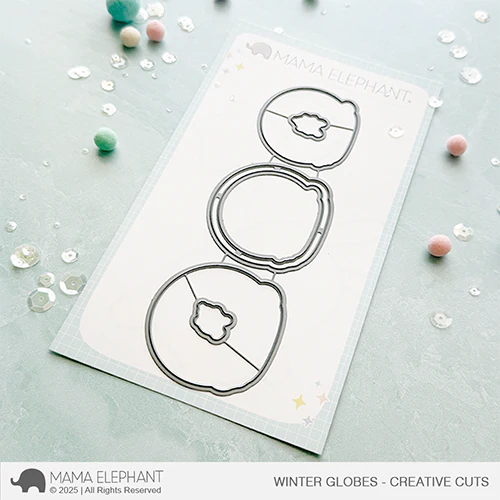 Mama Elephant Wonderland Globes Clear Stamp and Winter Globes Die Set image 2