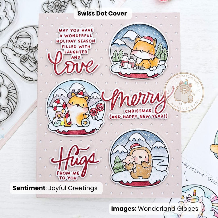 Mama Elephant Wonderland Globes Clear Stamp and Winter Globes Die Set merry christmas