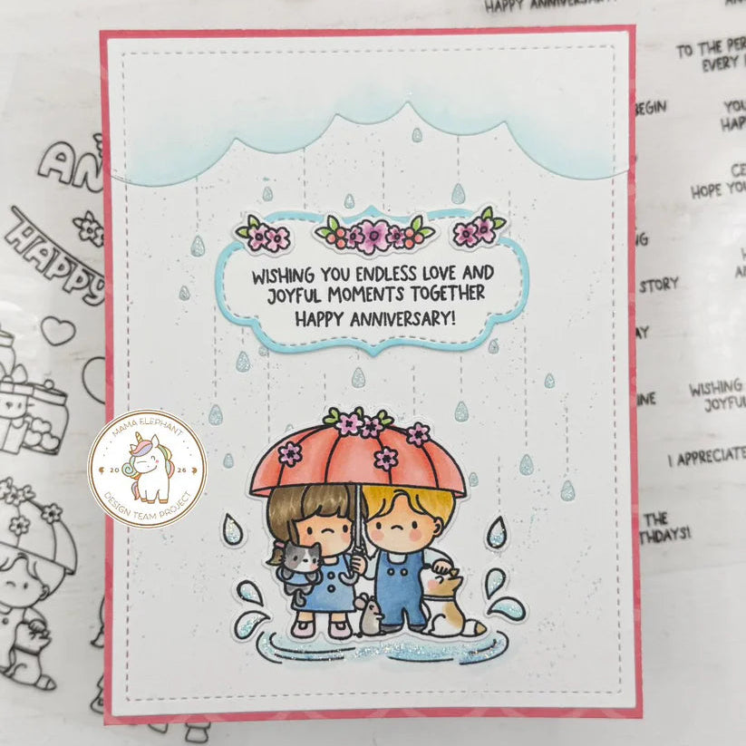 Mama Elephant Years Remembered Clear Stamps happy anniversary