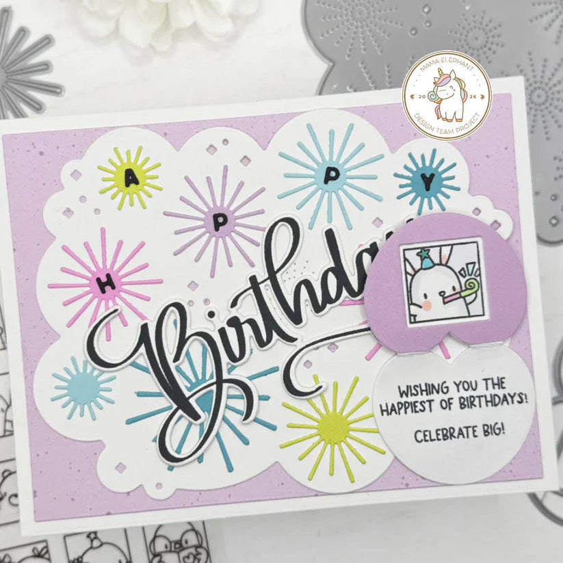 Mama Elephant Years Remembered Clear Stamps happy birthday