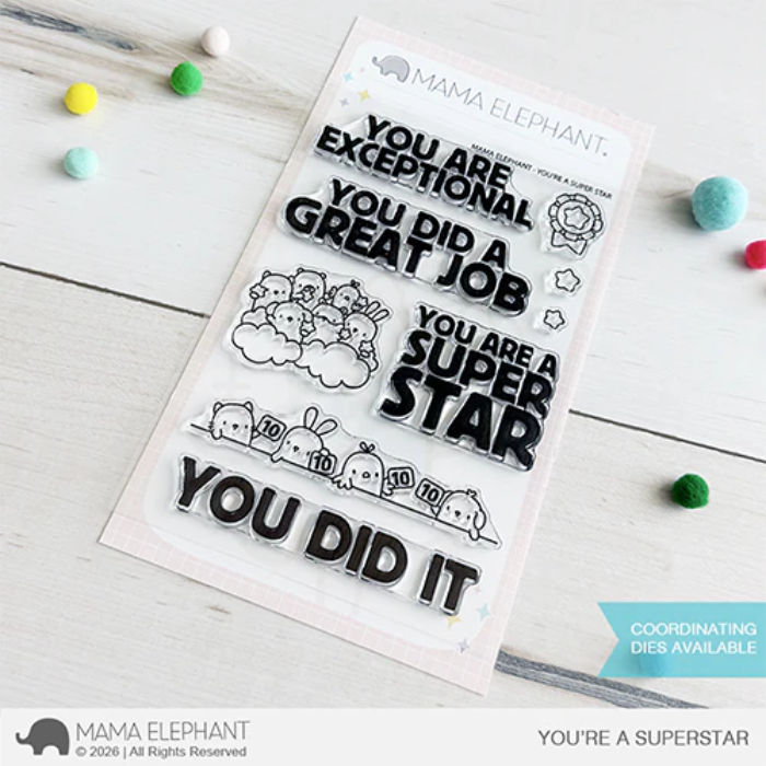 Mama Elephant You're A Super Star Clear Stamps