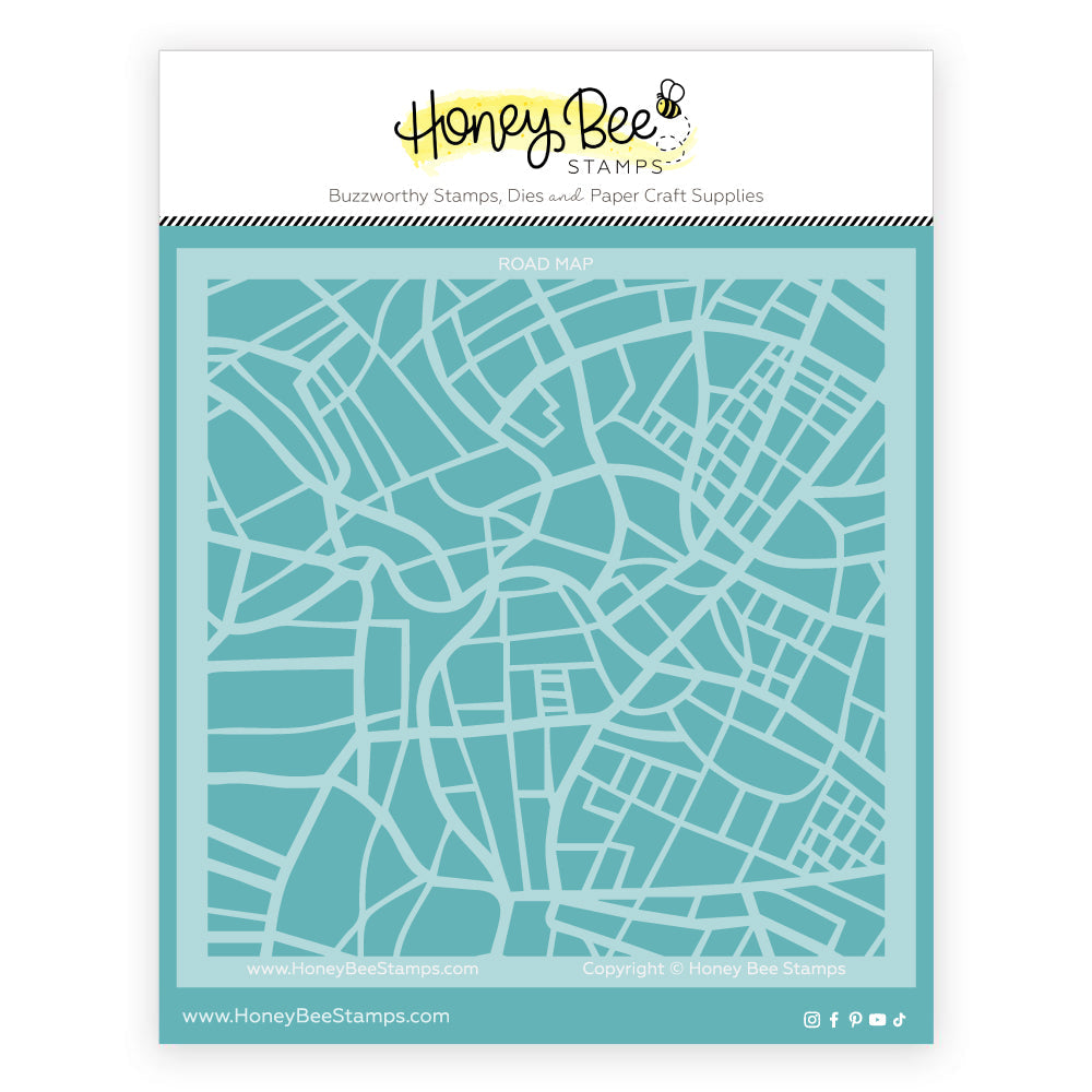 Honey Bee Road Map Background Stencil hbsl-151 Detailed Product Image