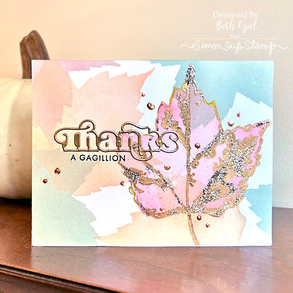 Simon Says Stamp Set of 4 Stencils Red Maple 1102mtc Gratitude Card | color-code:ALT05