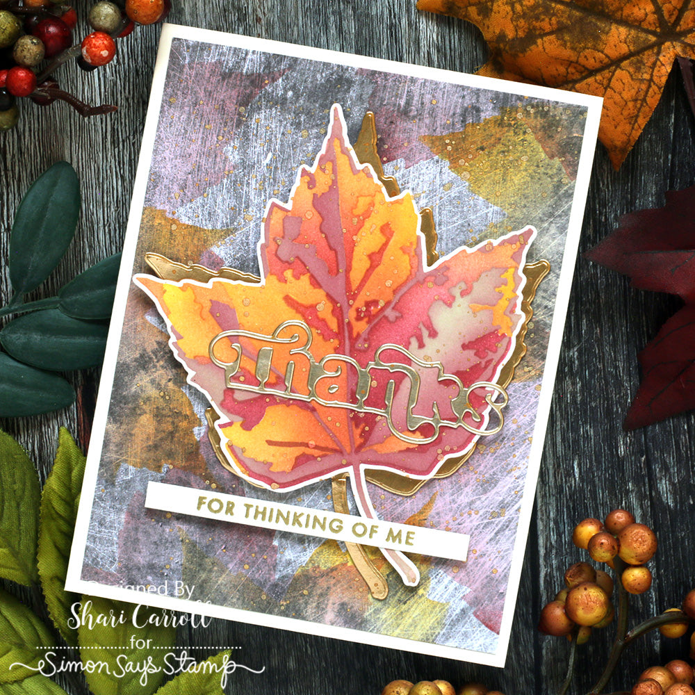 Simon Says Stamp Set of 4 Stencils Red Maple 1102mtc Gratitude Card | color-code:ALT03