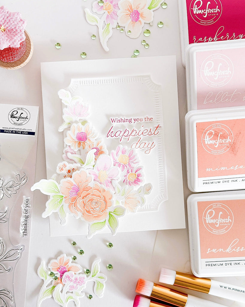 Pinkfresh Studio Artsy Floral Bundle Happiest Day Card | color-code:ALT03