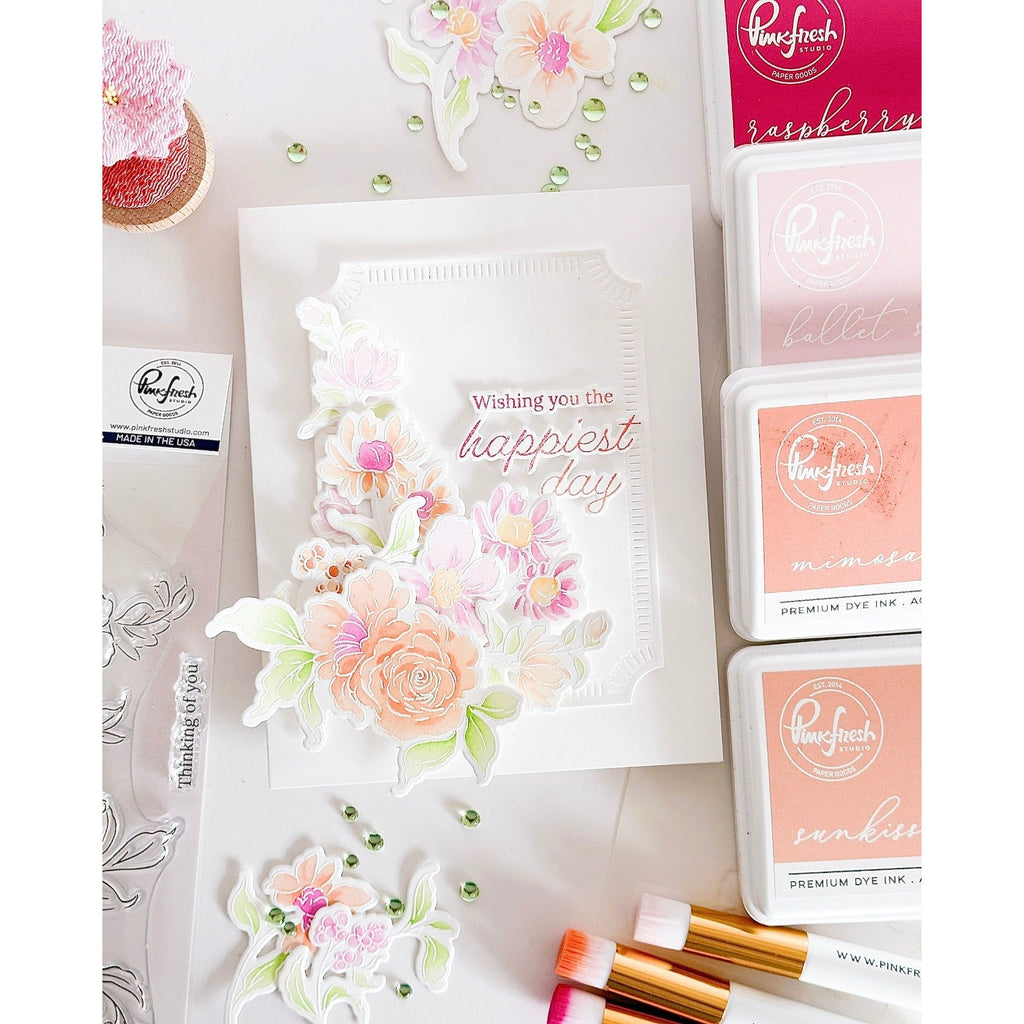 Pinkfresh Studio Artsy Floral Dies 240824 Happiest Day Card | color-code:ALT02
