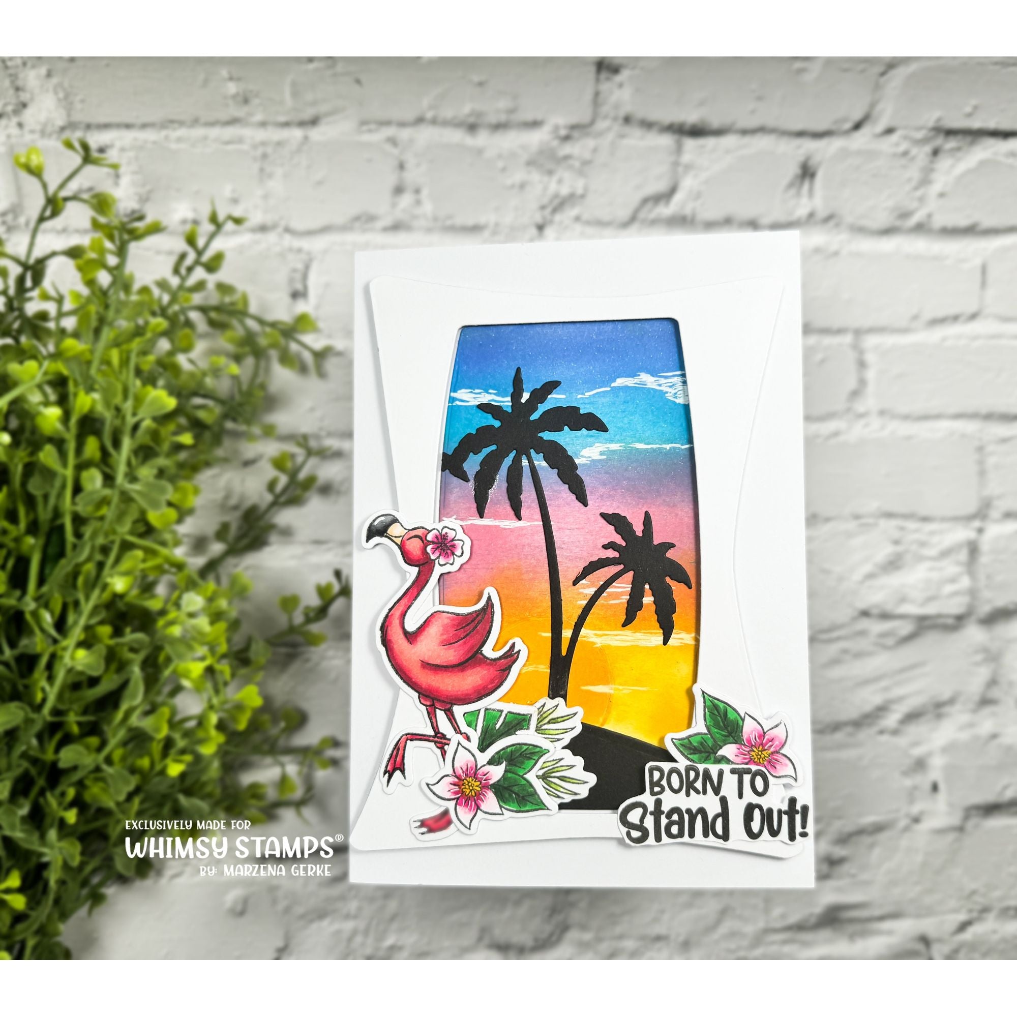 Whimsy Stamps Flamingo Summer Outline Dies wsd101a sunset